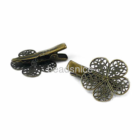 Brass Hairpins,Nickel-Free,Lead-Safe,Flower,